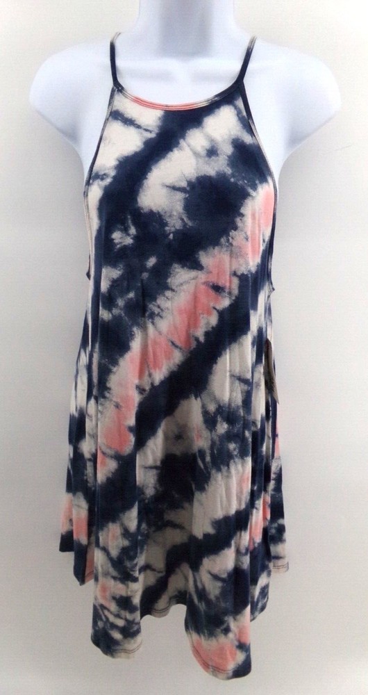 Billabong Womens midi Dress - SZ Small Tyedye tie dye blue and pink tunic top - Picture 2 of 9